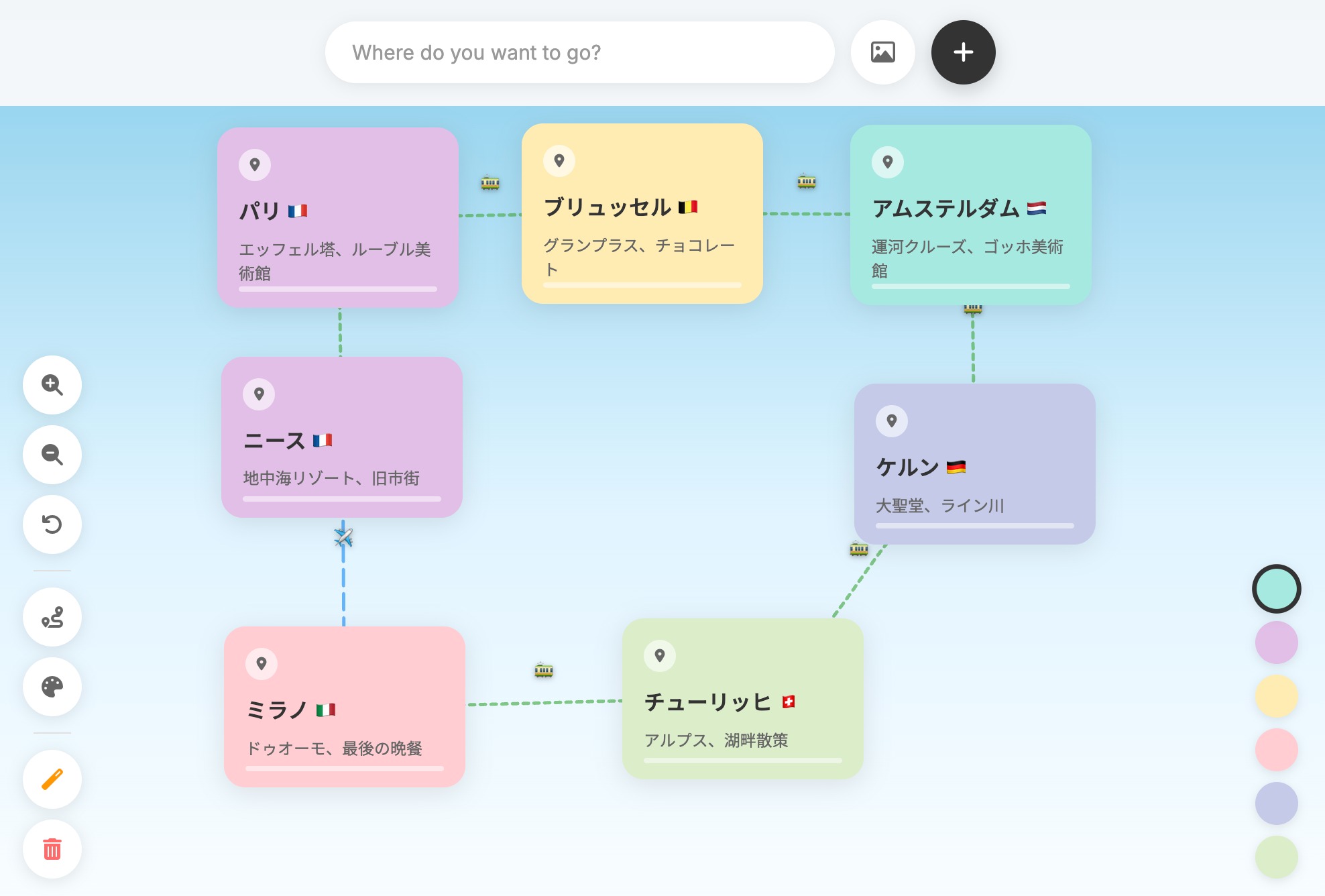 Wanderlust Wall - 旅の夢をビジュアル化する願望ボード
